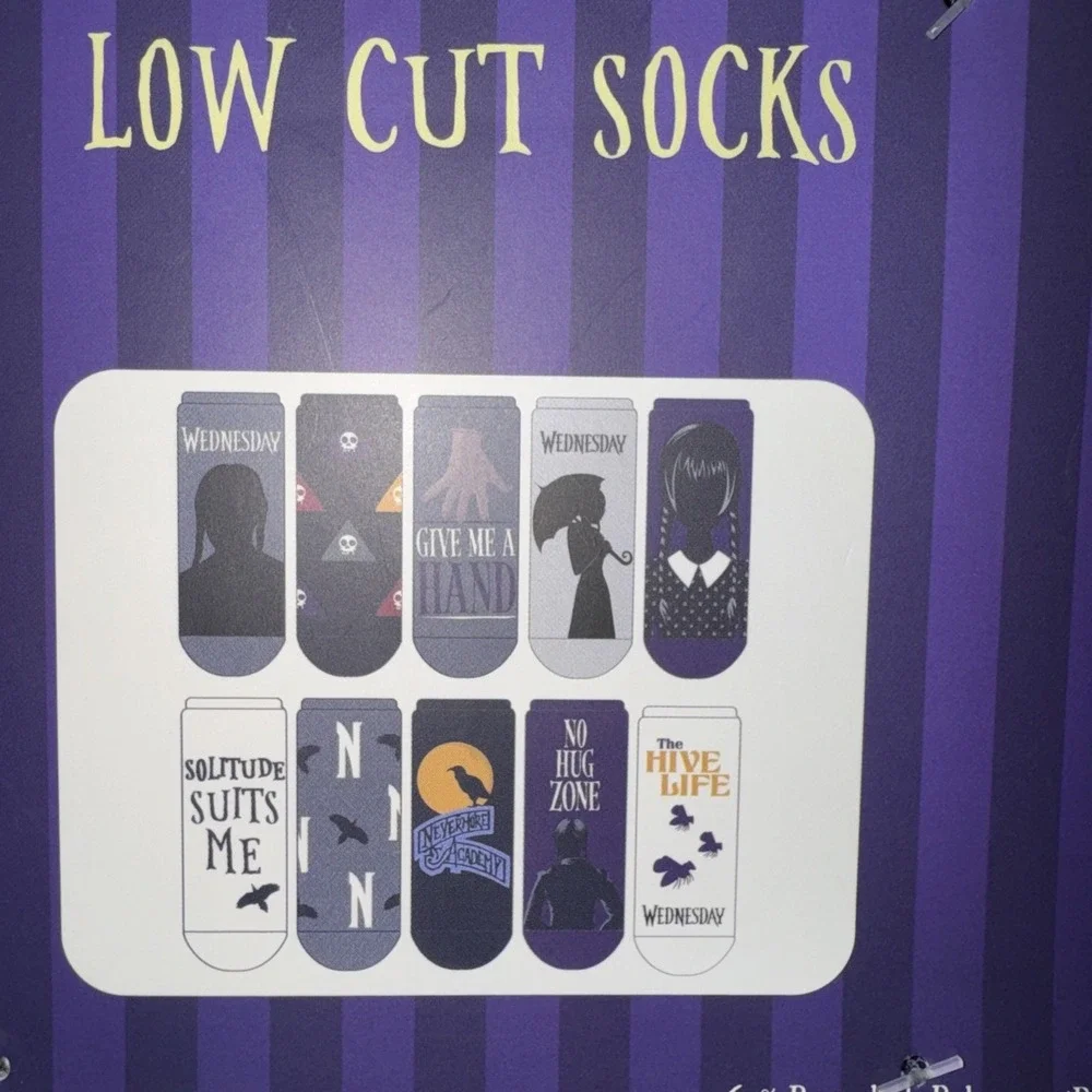 Wednesday Adams Socks Size 4-10 Low Cut Socks 10 Pairs New